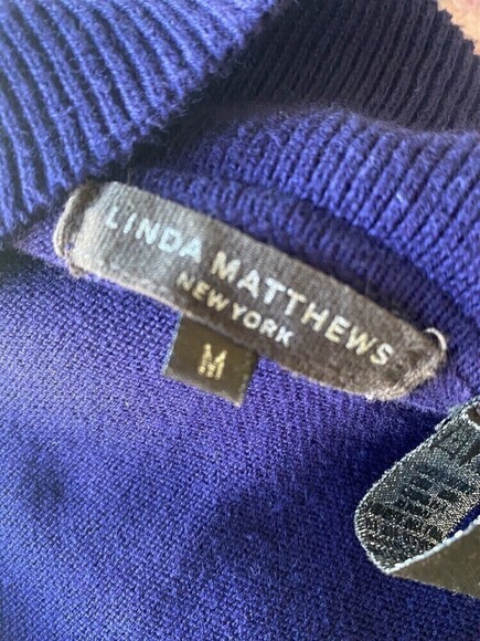 Linda‎ Matthews Women’s Open Ruffled Long Line Cardigan Sweater Sz M - Picture 3 of 6